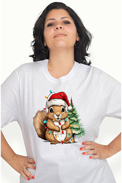 StoryGift Romania Tricou Femei Cu O Veverita Care Poarta O Caciula De Craciun...