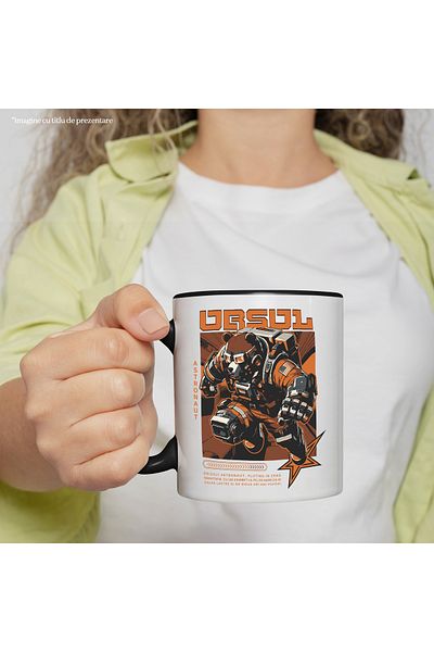 StoryGift Romania Grizzly Bear Astronaut Mug, Gravity, Robot, 330ml, Ceramic with Black Handle, With M,STG.