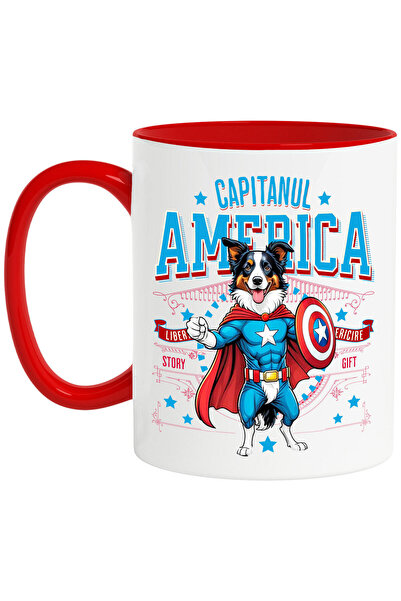 StoryGift Romania Cana Cu Border Collie Caine In Costum De Capitan America Cu...