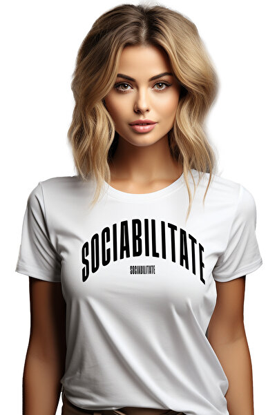 StoryGift Romania Tricou Femei Cuvantul Sociabilitate, Motivational, Self Hel...