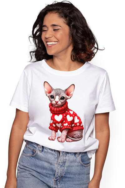 StoryGift Romania Tricou Femei Cu O Pisicuta Sfinx Care Poarta O Bluza Groasa...