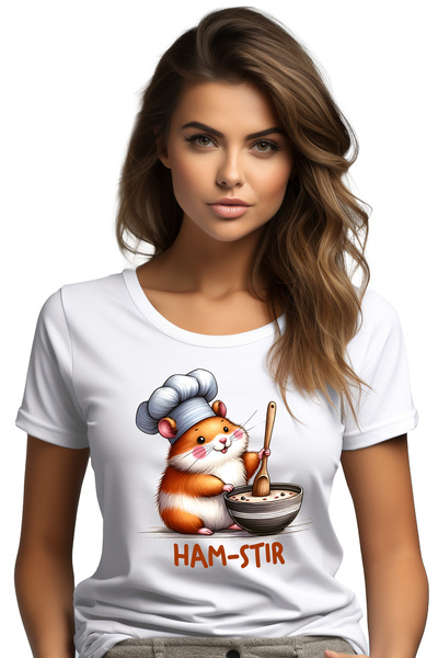 StoryGift Romania Tricou Femei Cu Un Hamster Care Amesteca Ingrediente In Cas...