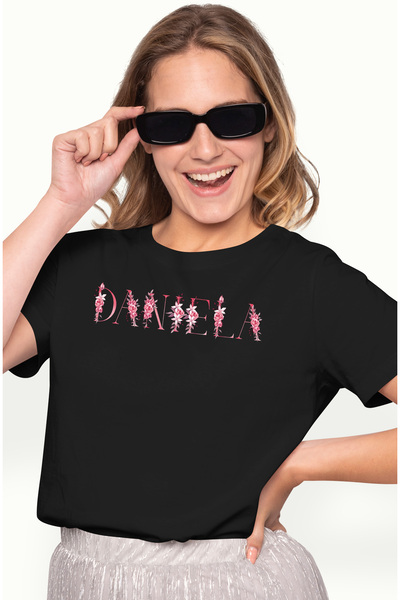 StoryGift Romania Tricou Femei Cu Numele Daniela, Floral, Colorat, Creativ, F...