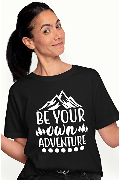 StoryGift Romania Tricou Femei Cu Munti Si Brazi Cu Textul "be Your Own Adven...