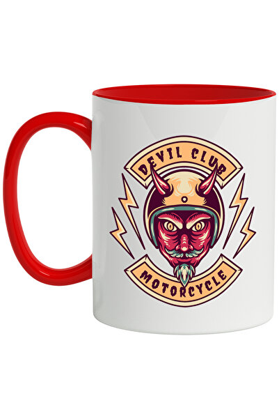 StoryGift Romania Cana Cu Mesaj Devil Club Motorcycle, Diavol, Fulgere, Casca...