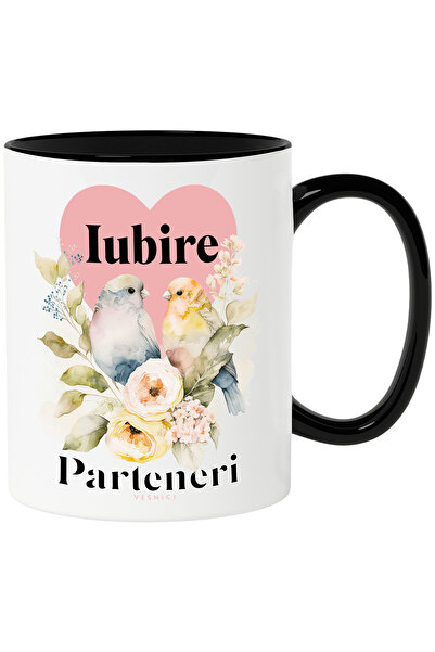 StoryGift Romania Cana Doua Pasari Parteneri Pe Viata, 330ml, Ceramica Cu Man...