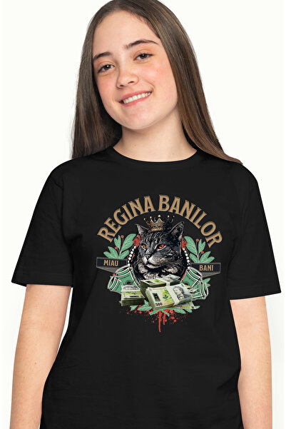 StoryGift Romania Tricou Femei Regina Banilor - Pisica Cu Teanc De Bani Roman...