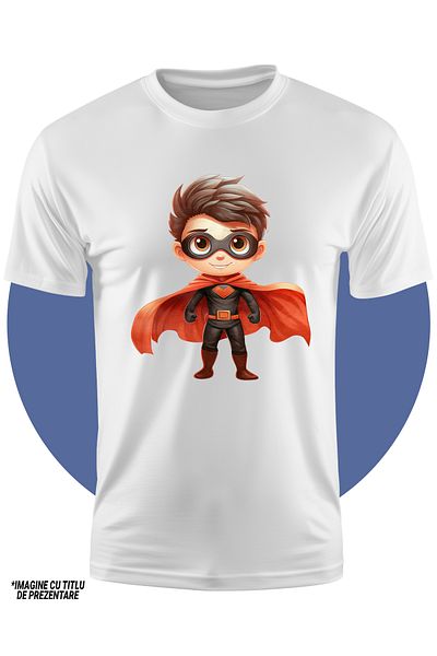 StoryGift Romania Tricou Copii Cu Un Erou Cu Pelerina Rosie, Ilustratie, Costum, Gata Pentru A Proteja Lumea