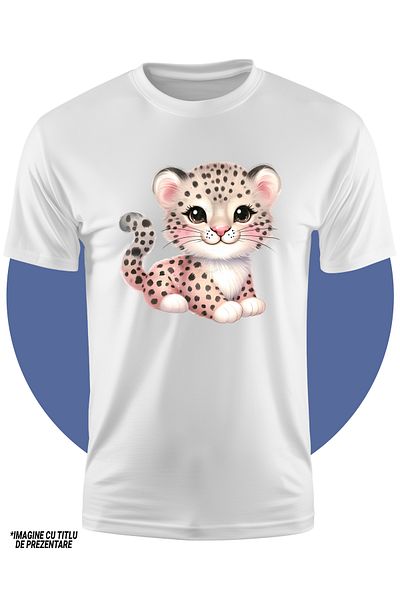StoryGift Romania Tricou Copii Cu O Femela Jaguar, Ilustratie, Micuta, Fericire, Imbujorata, Animalut Salbat