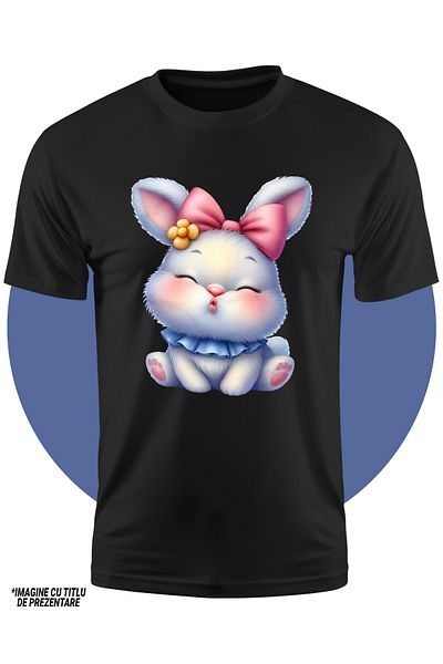 StoryGift Romania Tricou Copii Cu Un Iepuras Care Da Un Pupic, Ilustratie, Funda, Floare, Apreciere, Valenti