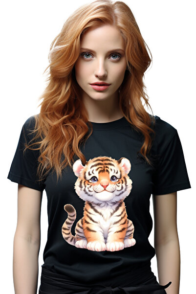 StoryGift Romania Tricou Femei Cu Un Pui De Tigru Vesel, Ilustratie, Jucaus, ...