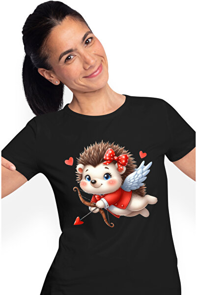 StoryGift Romania Tricou Femei Cu Un Arici Cupidon, Ilustratie, Trage Cu Arcu...