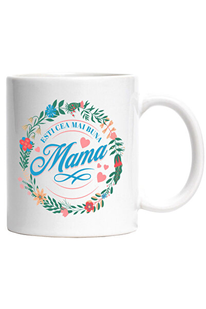 StoryGift Romania Cana Cu Decoratiune Esti Cea Mai Buna Mama Plante Verzi Flo...