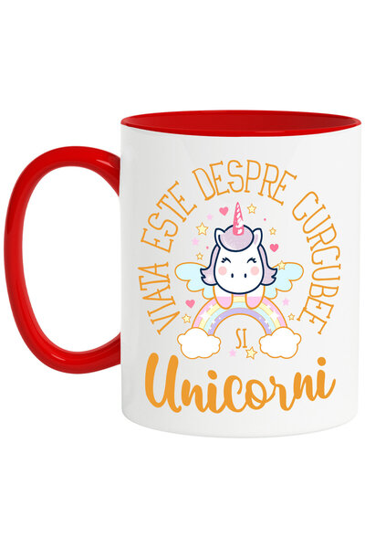 StoryGift Romania Cana Cu Unicorn Pe Curcubeu Multcolor Text Viata Este Despr...