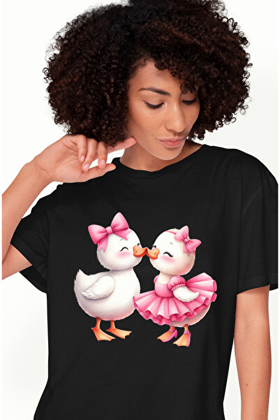 StoryGift Romania Tricou Femei Cu 2 Ratuste, Ilustratie, Prietenie, Relatie, ...