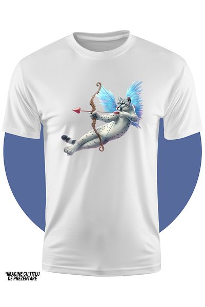 StoryGift Romania Children's T-shirt with a white tiger Cupid, illustration, archery, falling in love, white wings