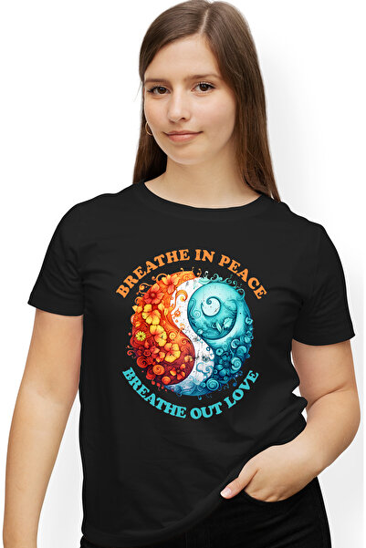 StoryGift Romania Tricou Femei Cu Mesajul "breathe In Peace, Breathe Out Love...