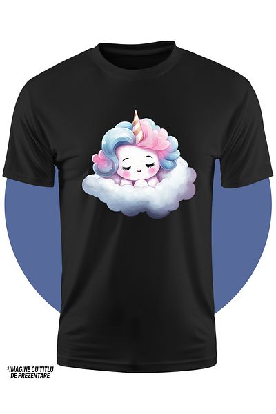 StoryGift Romania Tricou Copii Cu Un Unicorn Care Doarme, Ilustratie, Norisor, Ora De Culcare, Noapte, Epuiz