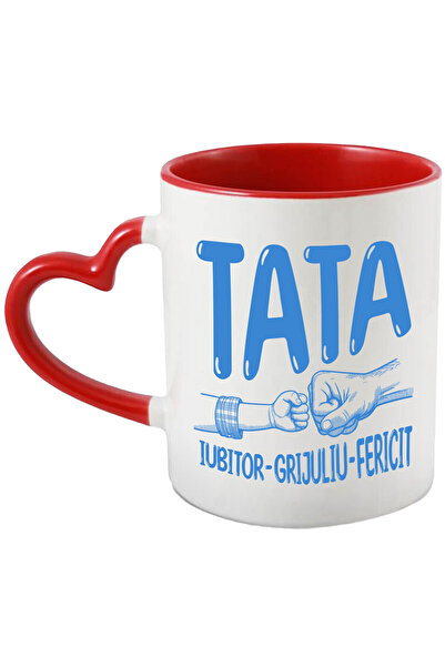 StoryGift Romania Cana Cu Bataie De Pumn Text In Limba Romana Tata Iubitor Grijuliu Fericit Famili, Cu Maner Inim Stg