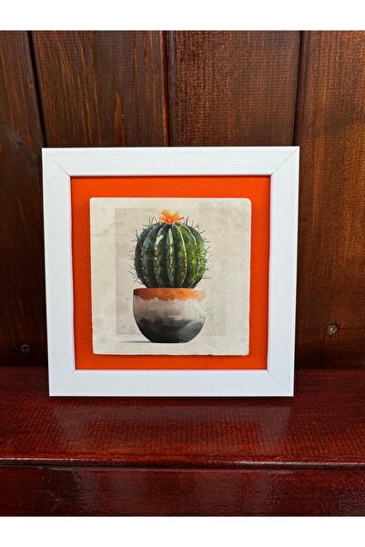 Butik Uv Printed Stone Frame with White Frame and Leather Bottom Base 16X16 c...