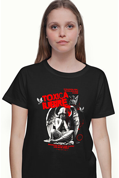 StoryGift Romania Tricou Femei Inger Plangand Iubire Toxica Inima Franta Cu I...