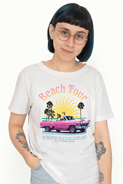 StoryGift Romania Tricou Femei Cu Masina Sport Caini La Volan, Beach Tour, Ap...