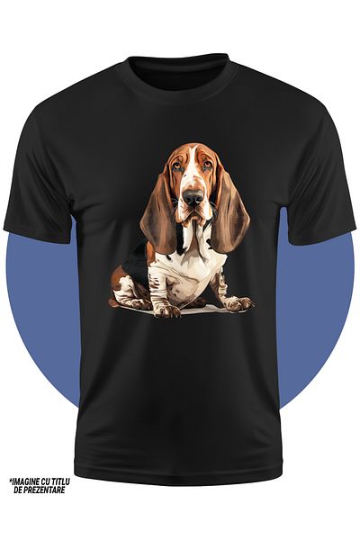 StoryGift Romania Tricou Copii Cu Un Caine Serios, Ilustratie, Urechile Aplecate, Pentru Iubitorii De Caini