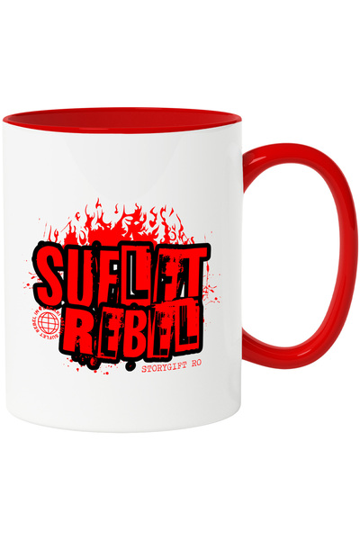 StoryGift Romania Cana Suflet In Flacari Rebel, 330ml, Ceramic Cu Maner Rosu,...