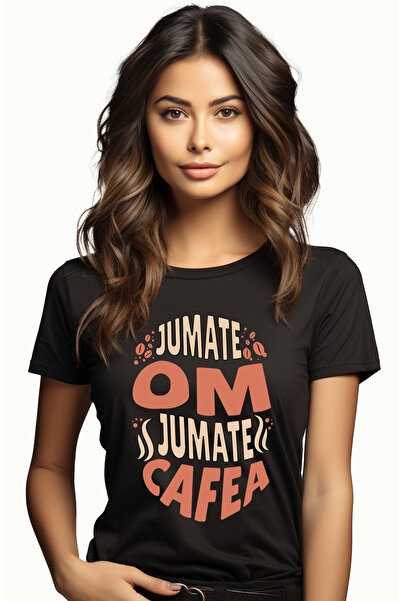 StoryGift Romania Tricou Femei Jumate Om, Jumate Cafea Aroma De Dimineata Ene...