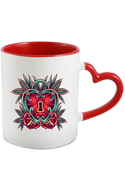 StoryGift Romania Cana Cu Inima, Lacat, Frunze, Flori, Trandafiri, Multicolor...