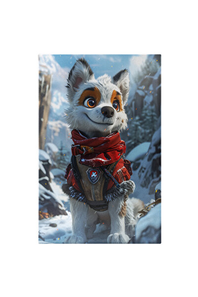 StoryGift Romania Tablou Canvas: Câine Alb Personaj Animat În Peisaj De Iarnă...