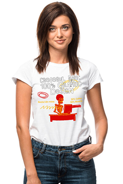 StoryGift Romania Tricou Femei Creierul Meu Graphic Designe, Cafea, Schelete ...