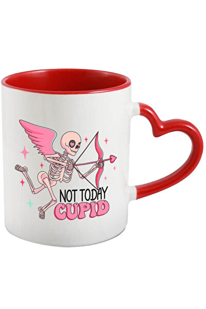 StoryGift Romania Cana cu scheletul lui Cupidon cu mesajul "Not today, Cupid", nu azi, stelute, in, Cu Maner Inim