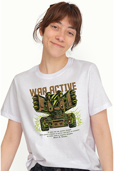 StoryGift Romania Tricou Femei Cu Masinarie Din Fier De Lupta Pentru Razboi, Desene Animate, Peace Wht_m