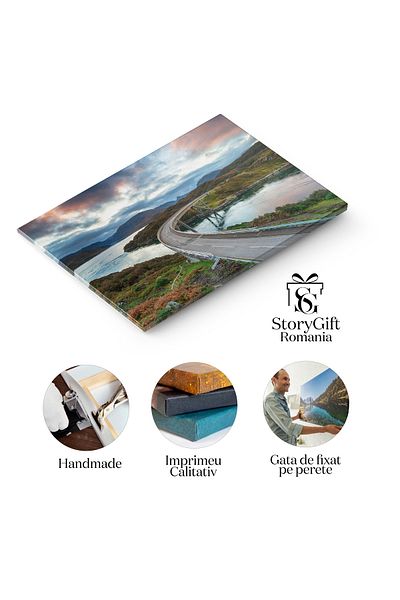 StoryGift Romania Tablou Canvas 120 X 80cm Zori La Kylesku Bridge In Highlands Highland, Scotia, Pod, Apus, Pei Stg
