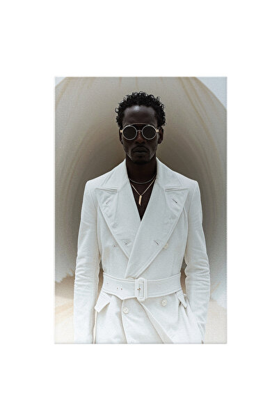 StoryGift Romania Tablou Canvas Barbat Negru Cu Ochelari Si Lant Cu Parul Scu...