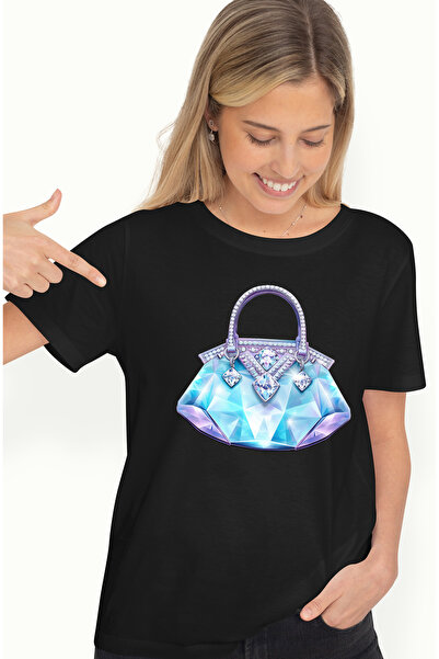 StoryGift Romania Tricou Femei Cu O Poseta Stralucitoare, Ilustratie, Diamant...