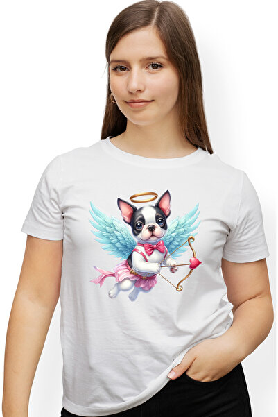 StoryGift Romania Tricou Femei Cu O Catelusa Surprinsa Care Trage Cu Arcul, I...