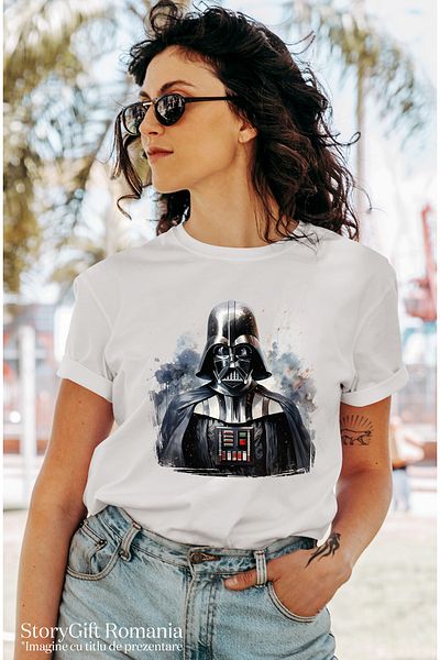 StoryGift Romania Tricou Femei Cu Darth Vader, Ilustratie, Razboiul Stelelor, Personaj, Iubitori D Wht_l