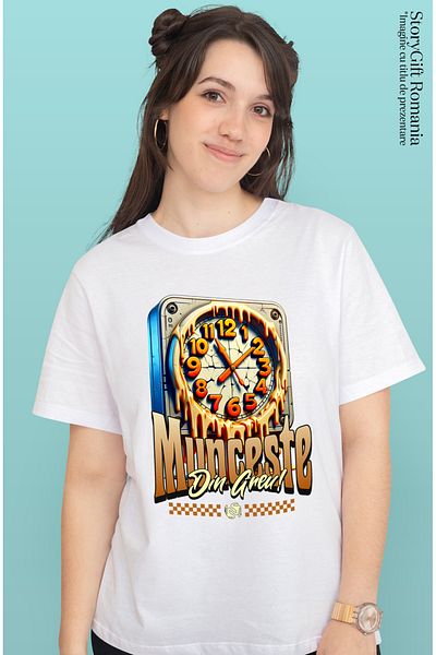 StoryGift Romania Women's T-shirt Timoul Trece Motivational Text Work Hard! with print on Fat WHT_XL,STG1778