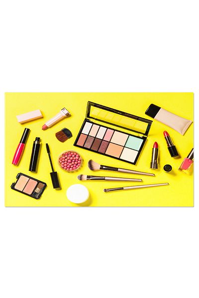 StoryGift Romania Tablou Canvas Set De Machiaj Profesional, Cosmetice De Top Vizualizate De Sus, Un Arsenal De Fr