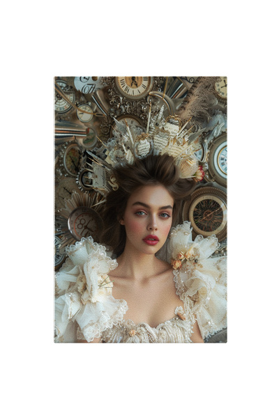 StoryGift Romania Tablou Canvas: Portret Femeie Cu Rochie Albă Și Detalii Ele...