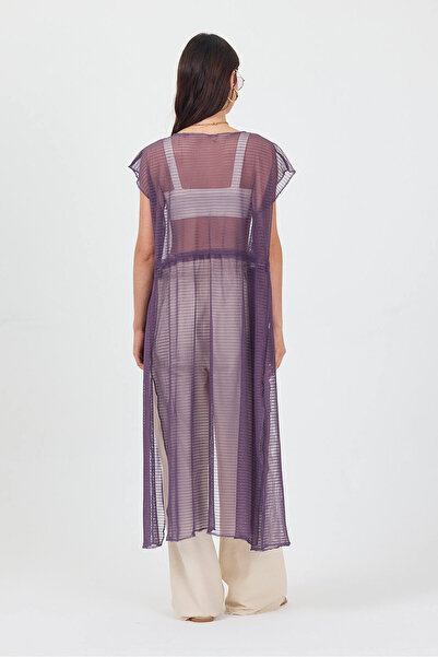 Bysenby BYSEN Beach Wear Maxi με σχισμή μπροστινή δέσιμο κιμονό-γιλέκο