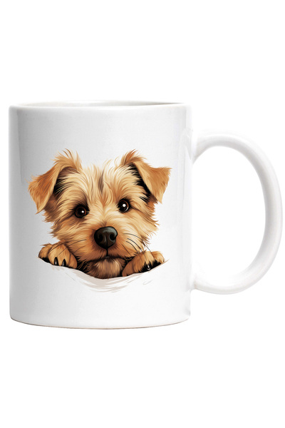 StoryGift Romania Cana Cu Un Catel Blanos De Talie Mica | Ilustratie | Maro D...