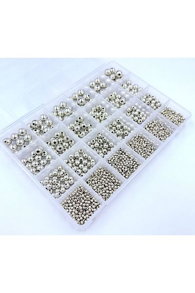 yiğit aksesuar Giant Silver Plastic Round Spacer Bead Bracelet Necklace Jewelry Making Supplies