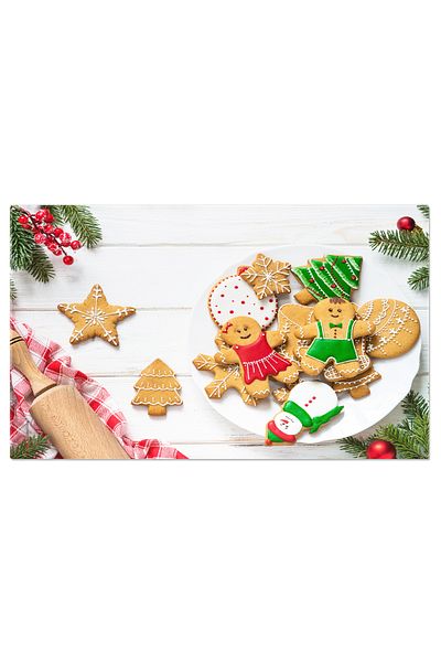 StoryGift Romania Tablou Canvas Biscuiti Gingerbread De Craciun In Farfurie Pe Fundal Alb Delicii De Sarbatori P