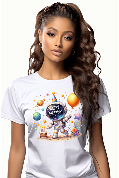 StoryGift Romania Tricou Femei Cu Un Astronaut Pe Luna, Ilustratie, Planete, Stele, Astre, La Mult Wht_l