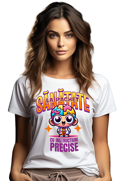 StoryGift Romania Tricou Femei Doctor Text Haios Sanatate La Pachet, Cu Instr...