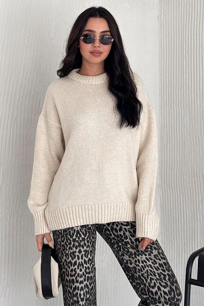Moda Amore Women's Knitwear Crew Neck Oversize Knitwear Sweater 110