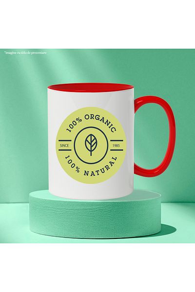 StoryGift Romania Mug With Message In English 100% Organic, Circle, Leaf, Geometric, Badge, Natural, With, STG
